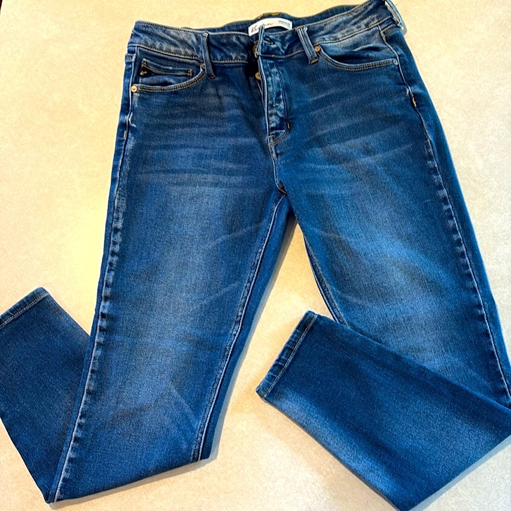 KanCan Blue Skinny Jeans with Stretch and Faded Wash